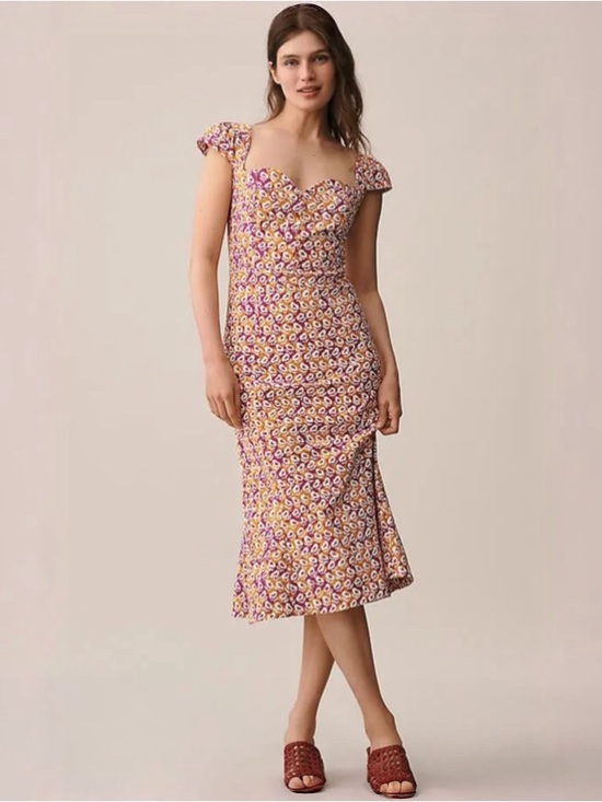 Anthropologie Dresses & Skirts - Floral Sweetheart Midi Dress in Lavender and Yellow